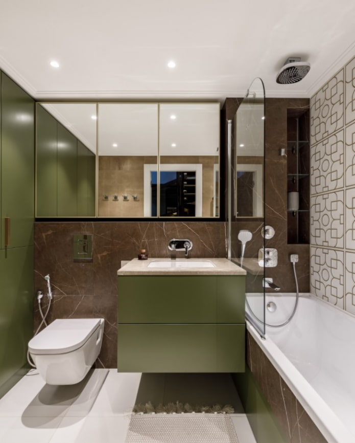 olijfgroene badkamer