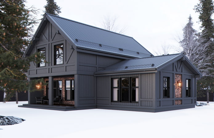 zwart huis in Scandinavische stijl