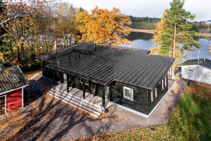 dakafwerking van het huis in Scandinavische stijl