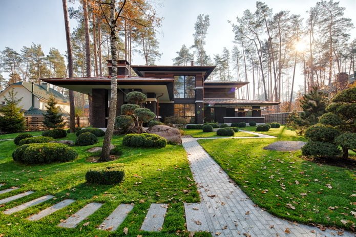 landschapsontwerp van het huis in Scandinavische stijl