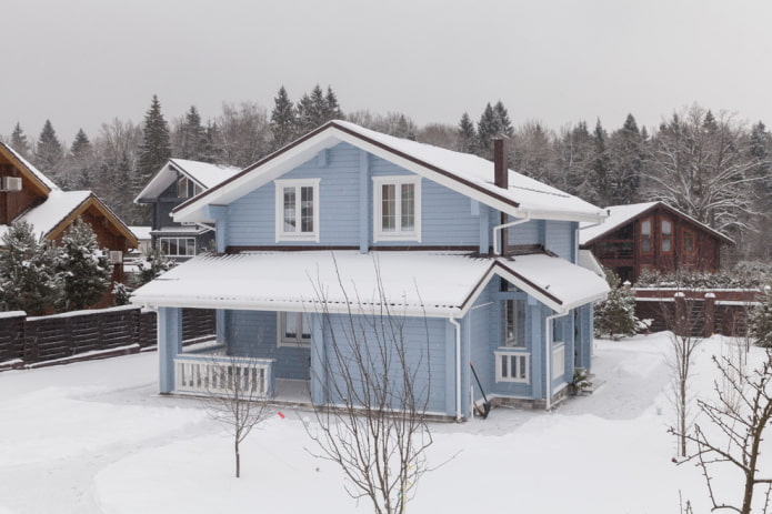 huisgevel in blauwe tinten