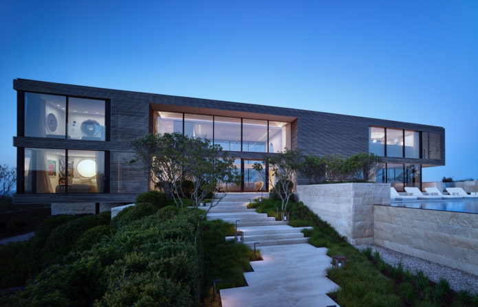 huis met plat dak in hightech-stijl
