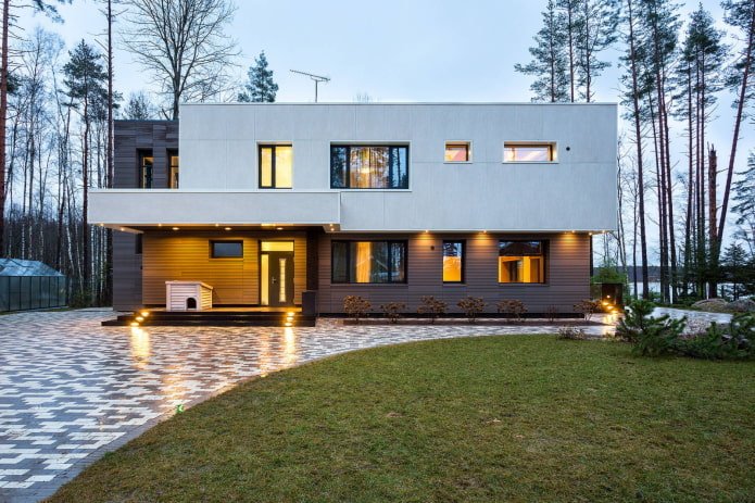 huis met plat dak in hightech-stijl