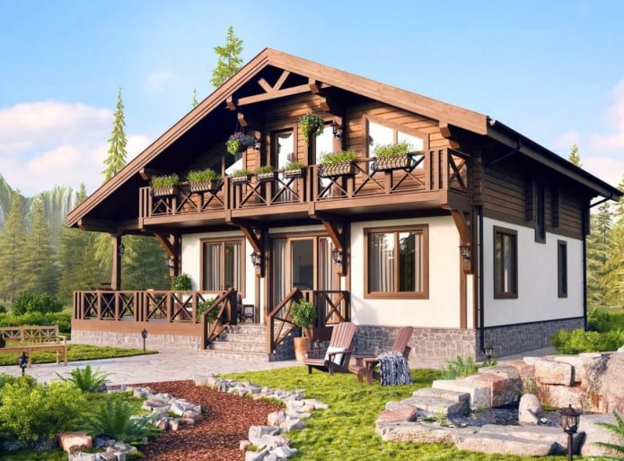 huis met een balkon en een terras