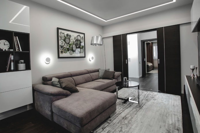 compartimentdeuren in het interieur van de woonkamer