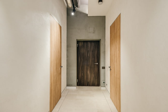 deuren in het interieur van de gang in minimalistische stijl