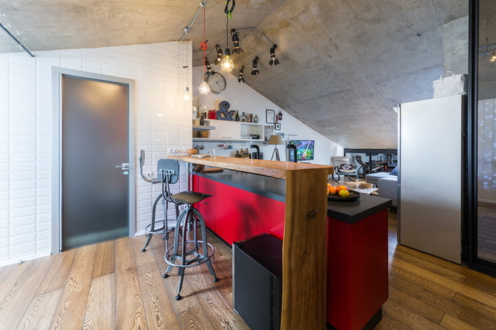 grijze deuren in een loft-interieur