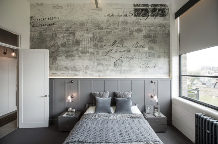 deuren in het interieur van de slaapkamer in loftstijl