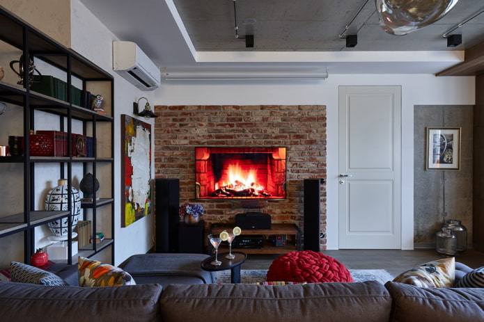 binnendeuren in de woonkamer in loftstijl