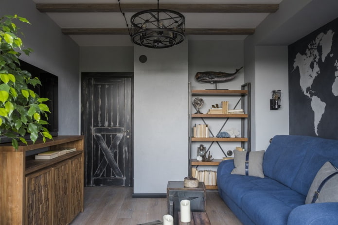binnendeuren in de woonkamer in loftstijl