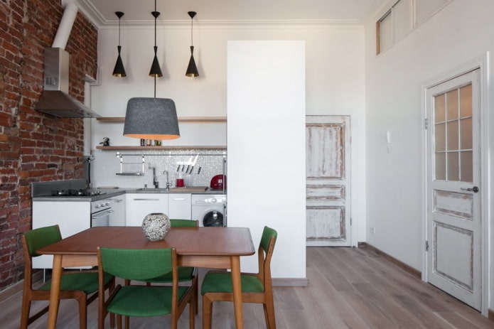 binnendeuren in de keuken in loftstijl
