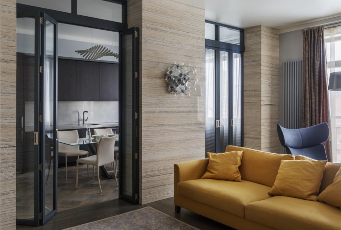 accordeondeur in het interieur van de woonkamer