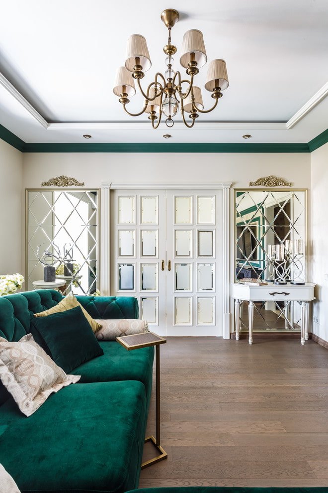 deuren met matglas in het interieur van de woonkamer