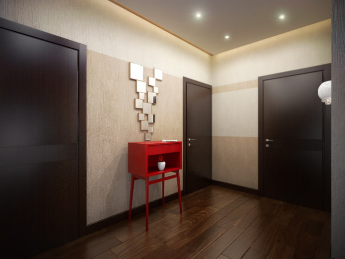wengekleurige deuren in combinatie met de vloer in het interieur