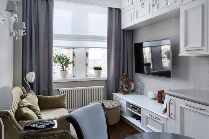 Woonkamer in grijstinten