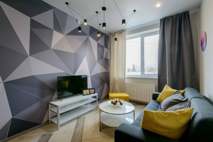 Woonkamer met een accentmuur