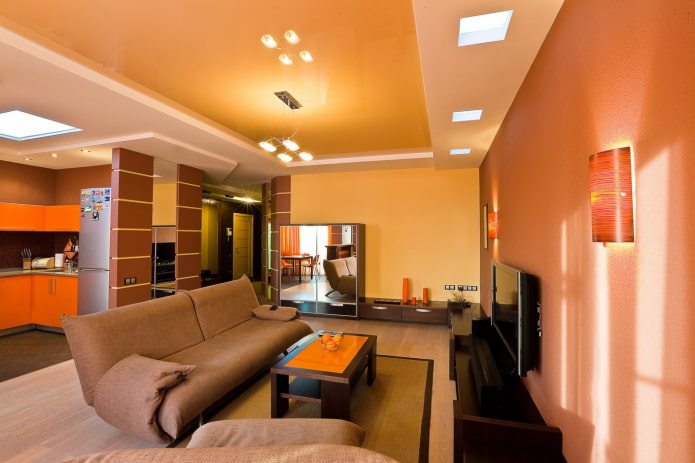 gecombineerd plafond in de woonkamer