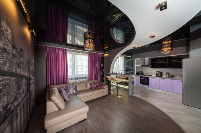 gecombineerd plafond in de woonkamer