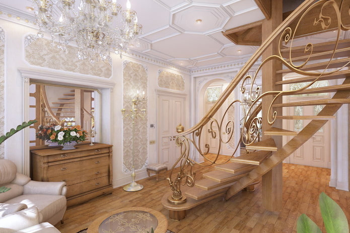 interieur van een appartement met twee verdiepingen in klassieke stijl