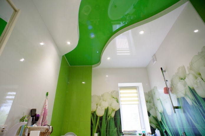 wit en groen spanplafond met twee niveaus