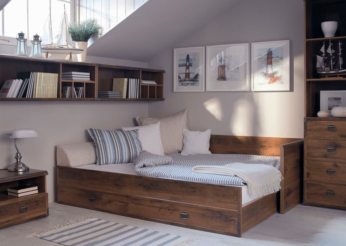 tweepersoons slaapbank in het interieur