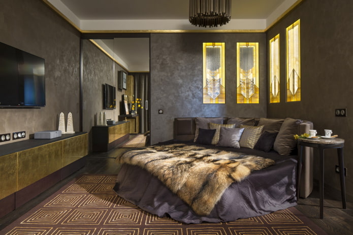 tweepersoons rond bed in het interieur