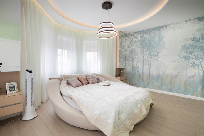 tweepersoons rond bed in het interieur