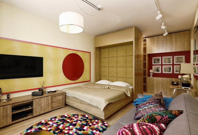 tweepersoonsbed in de woonkamer