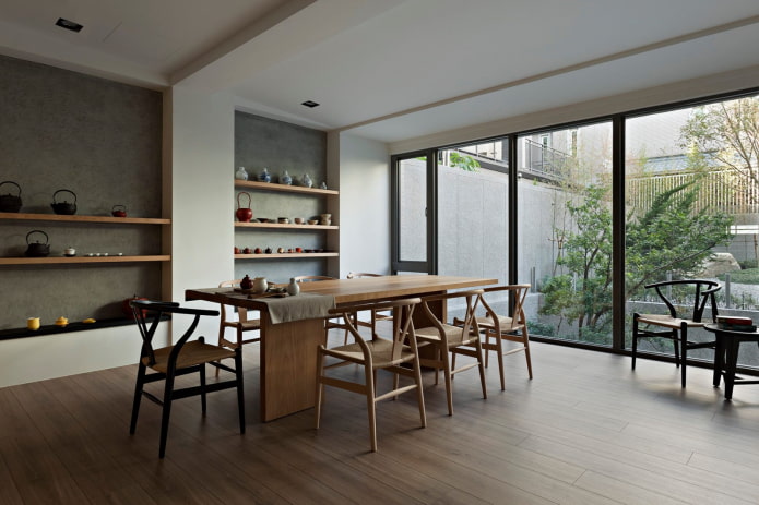 minimalistische eetkamer in huis