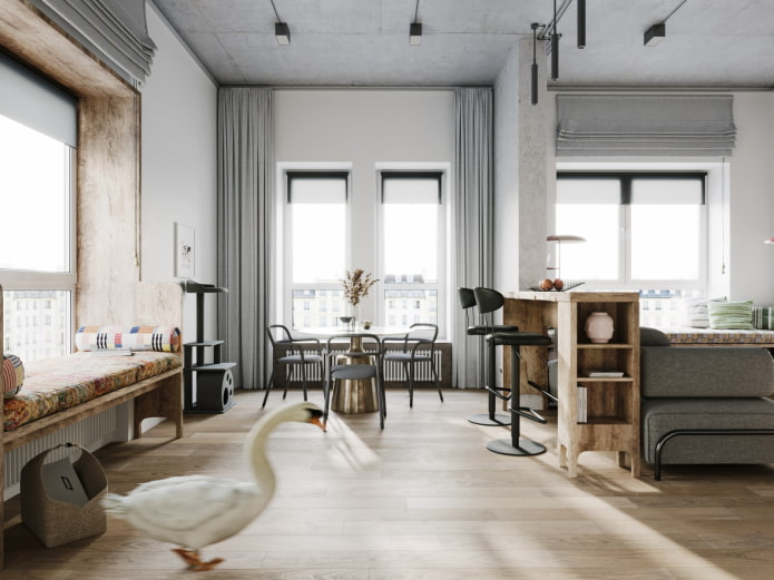 combinatie van stijlen Japandi en loft