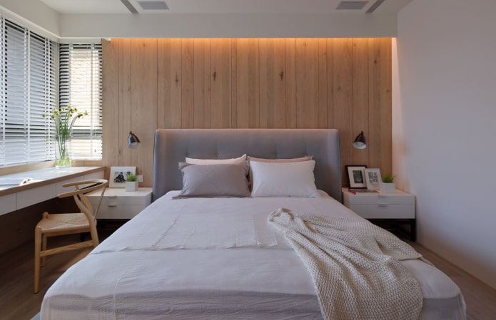 slaapkamerinterieur in Japandi-stijl