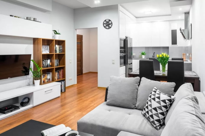 keuken-woonkamer in een tweekamerappartement