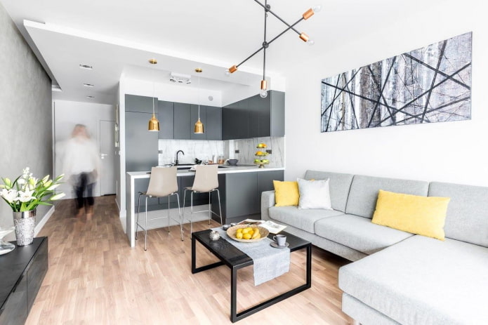gele accenten in het interieur