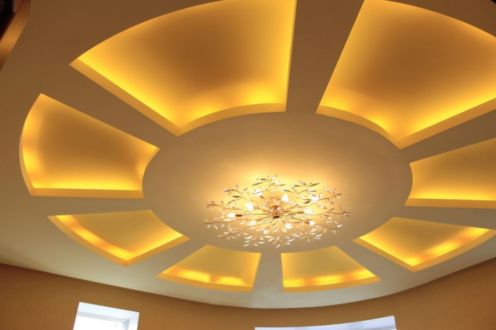 gefigureerde plafondstructuur met achtergrondverlichting