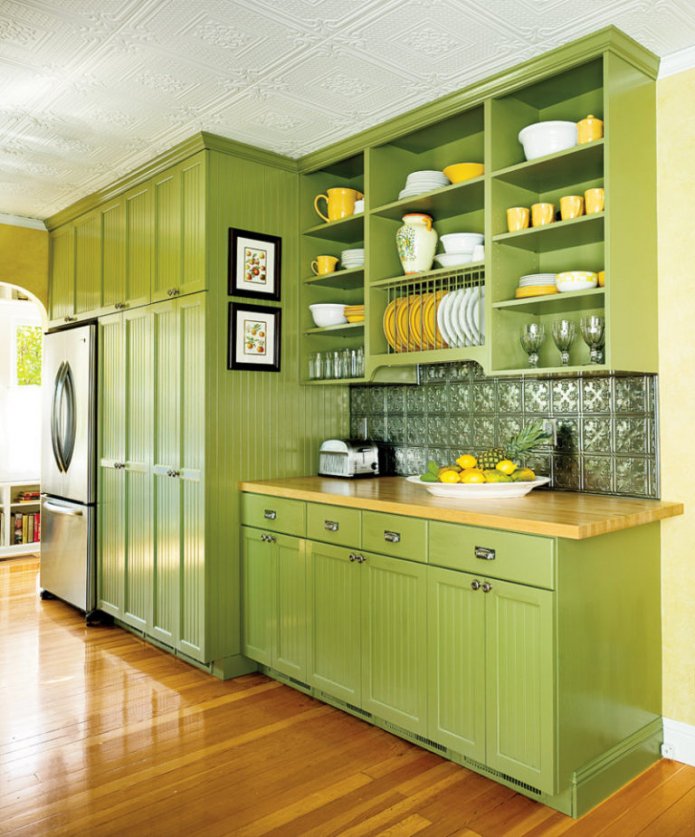 groene en gele keuken