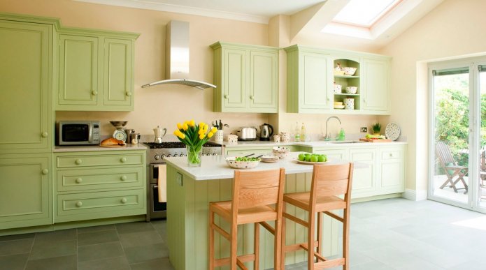 groene keuken in huis