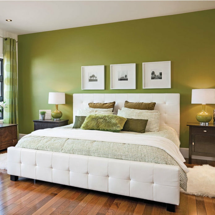 groene muur in de slaapkamer