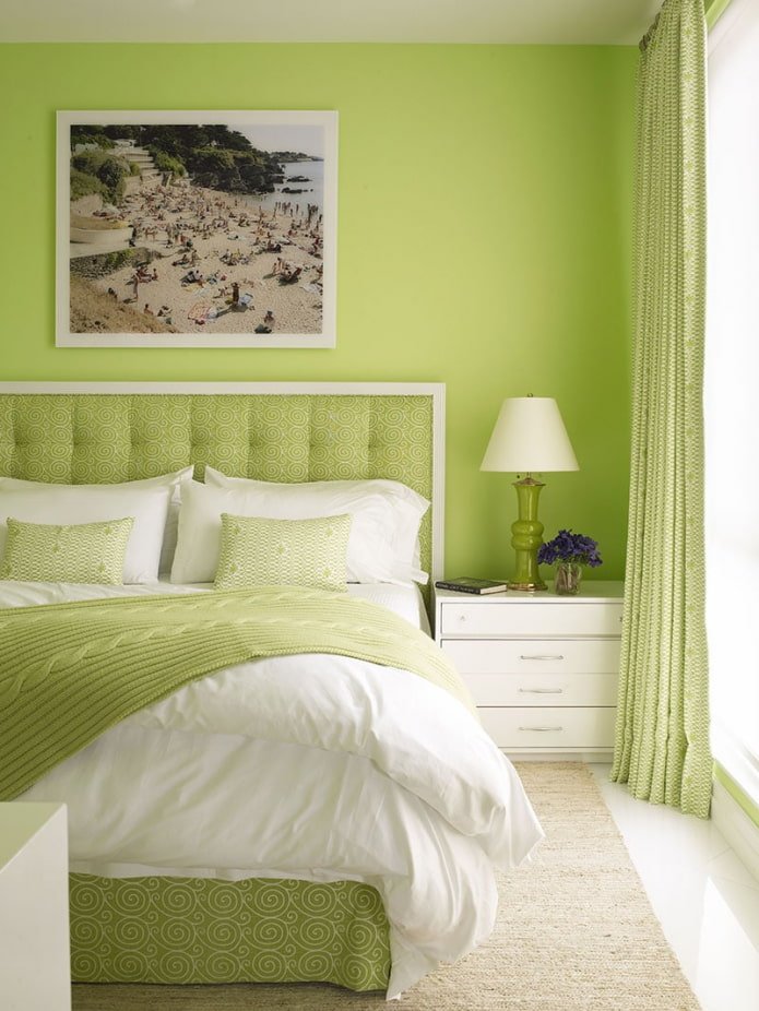 slaapkamer in groene tinten
