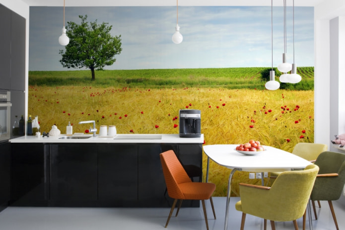 fotobehang met een veld