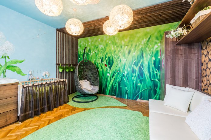 grasbehang in de kamer van een pasgeborene
