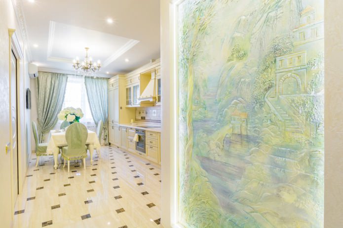 fresco op pleisterwerk in pasteltinten