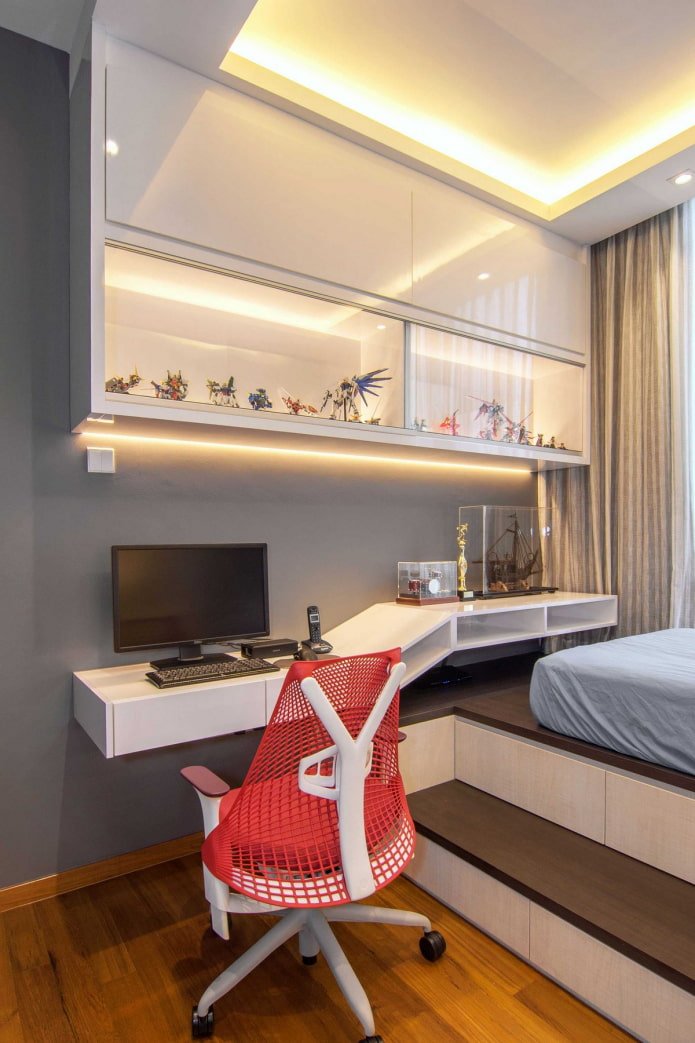 bed op een podium