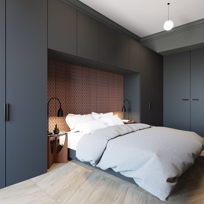 zwarte kledingkasten in de slaapkamer