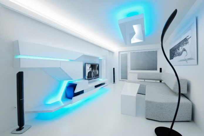 blauwe achtergrondverlichting in het interieur
