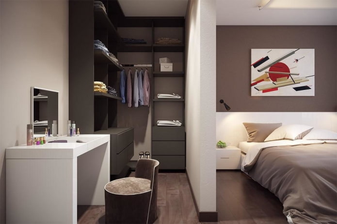 garderobedesign in het slaapkamerinterieur