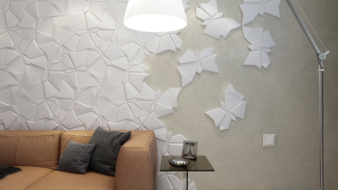 gipstegels met abstracte vorm in het interieur