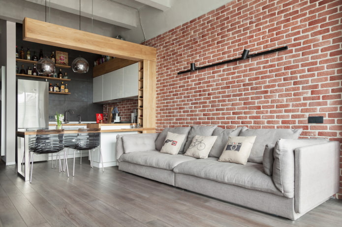 gipstegels in het interieur in loftstijl