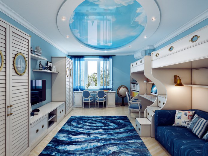 Wit en blauw plafond