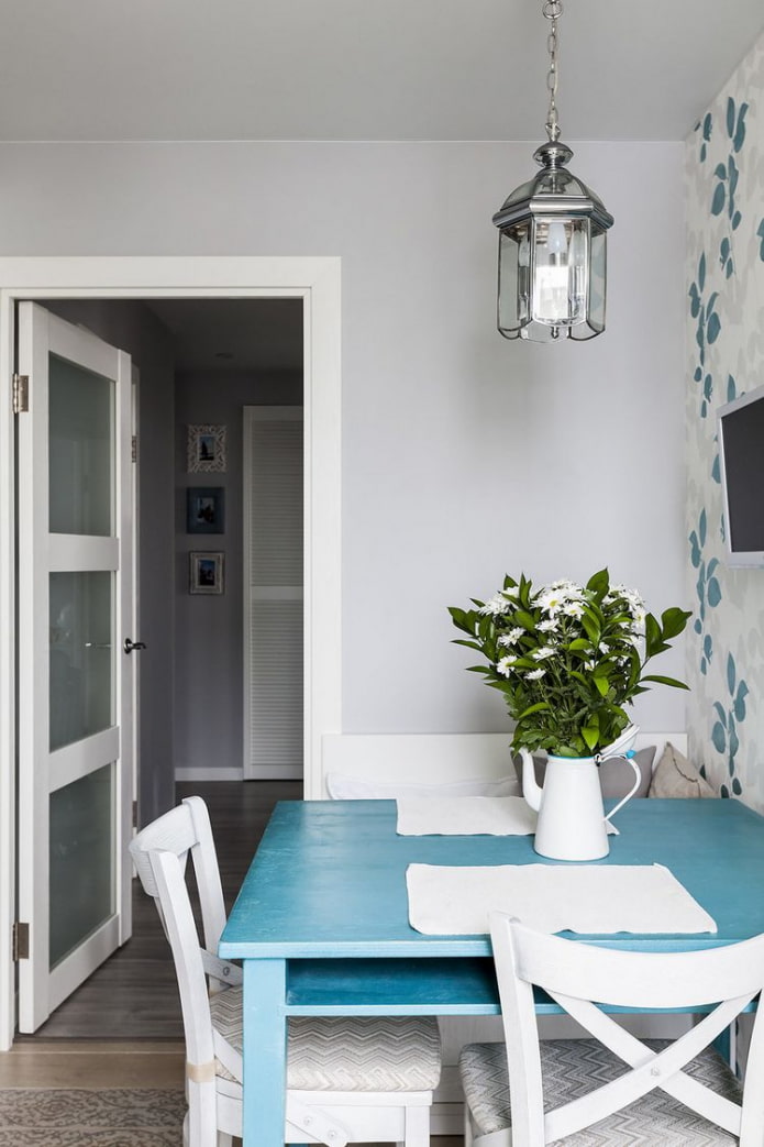 blauwe Scandinavische keuken