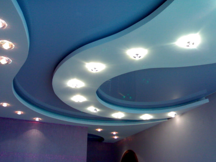 blauwe gipsplaat plafondconstructie
